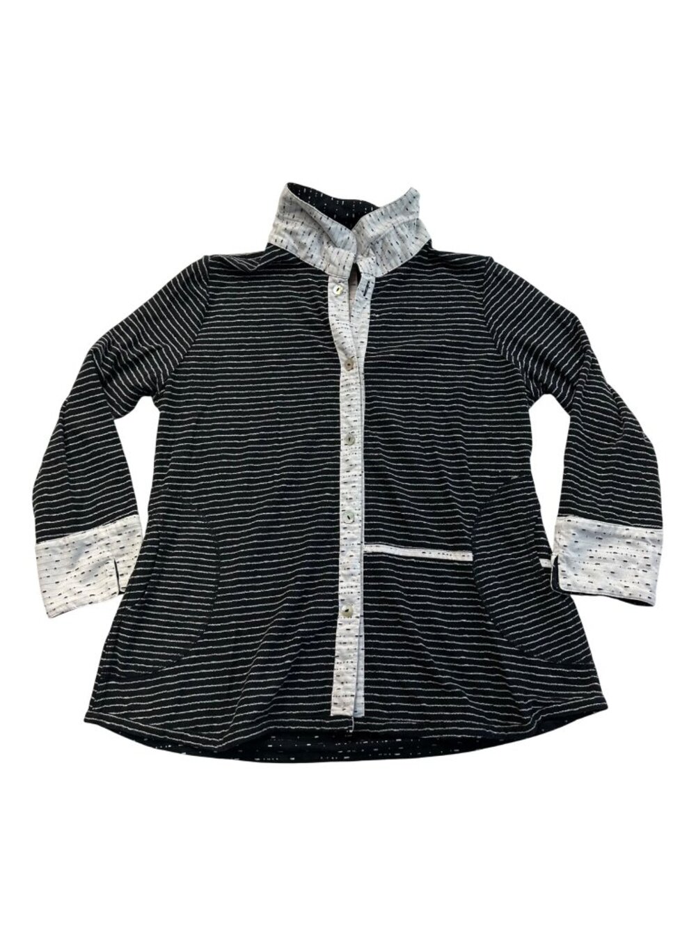 Parsley & Sage Reversible Button Up Blouse Top Size XL Black White Artsy Boho